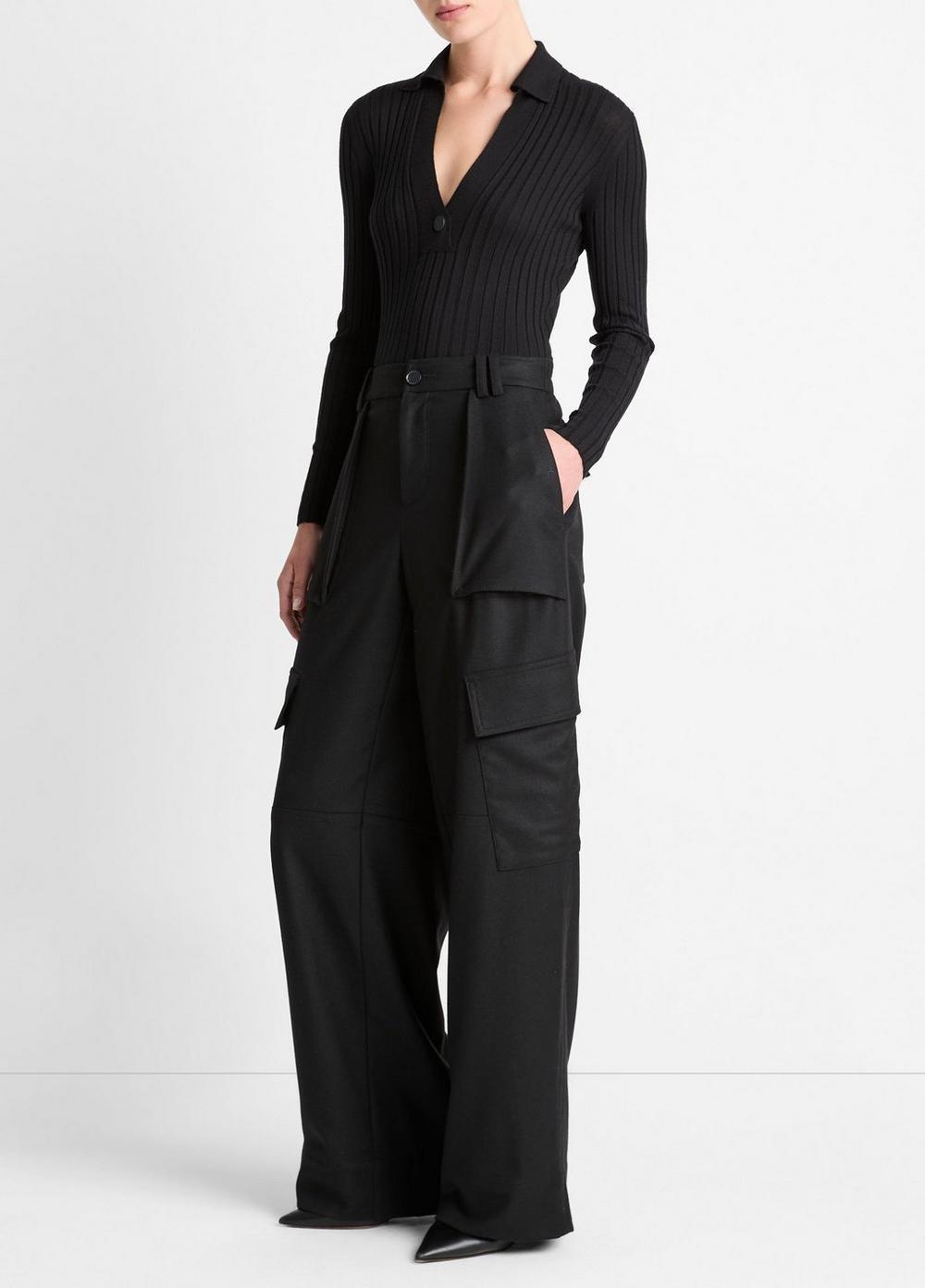 Flannel Wide-Leg Cargo Pant Product Image