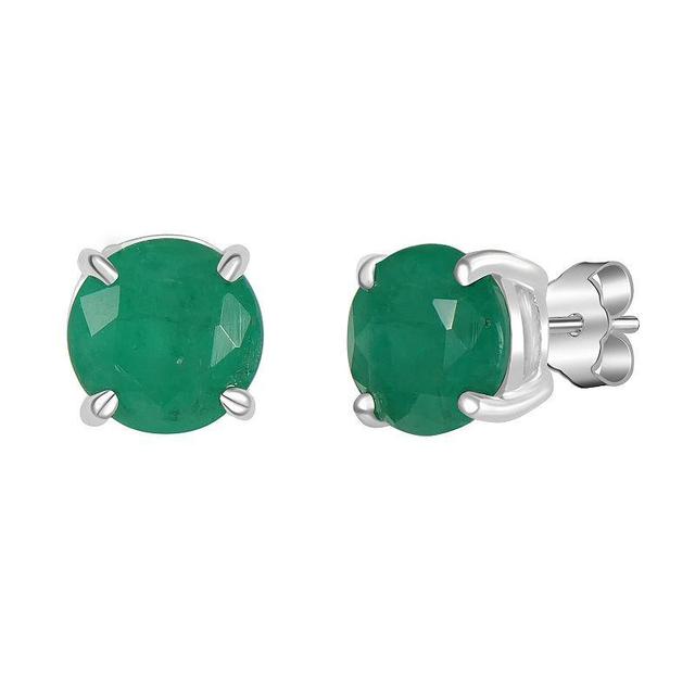 Gemistry 14k White Gold Round Gemstone Stud Earrings, Womens, Green Product Image