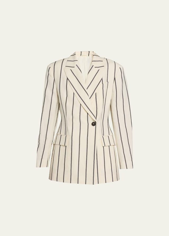 Striped Single-Breasted Suit Jacket Product Image