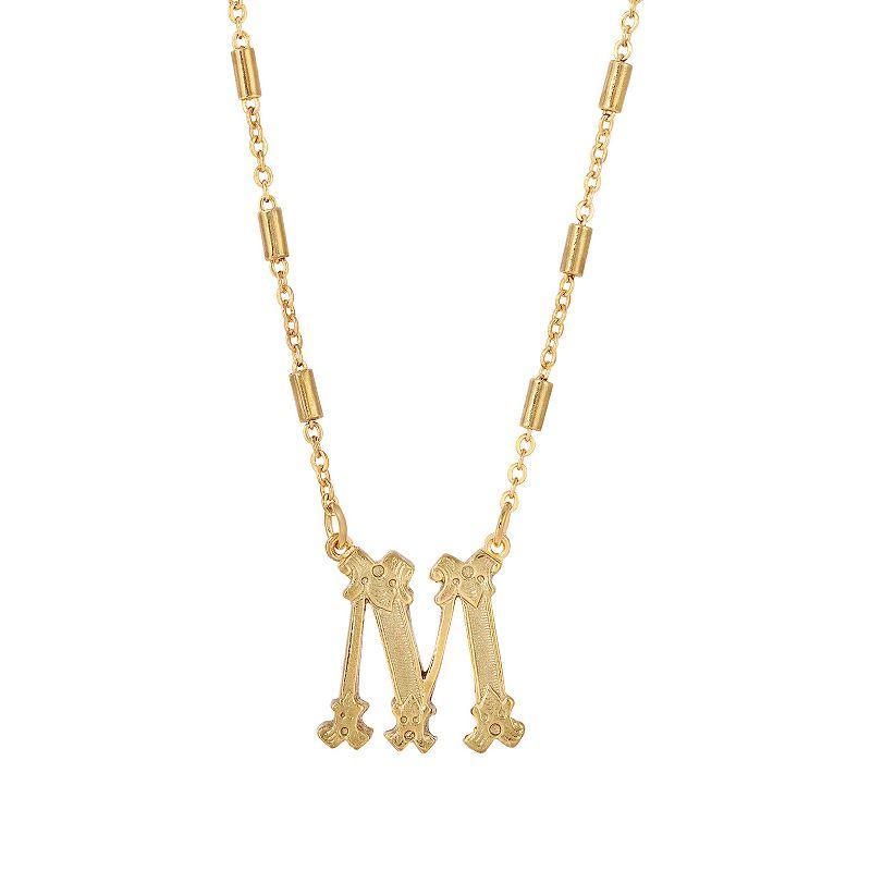 1928 Gold Tone Initial Necklace, Womens, Yellow J Product Image