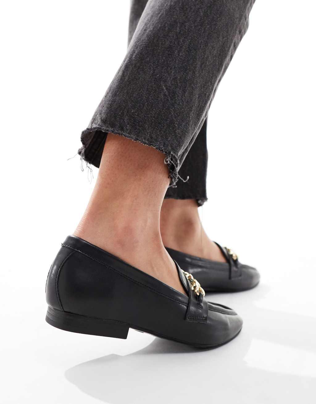 ASOS DESIGN Macaroon chain loafer in Black Product Image