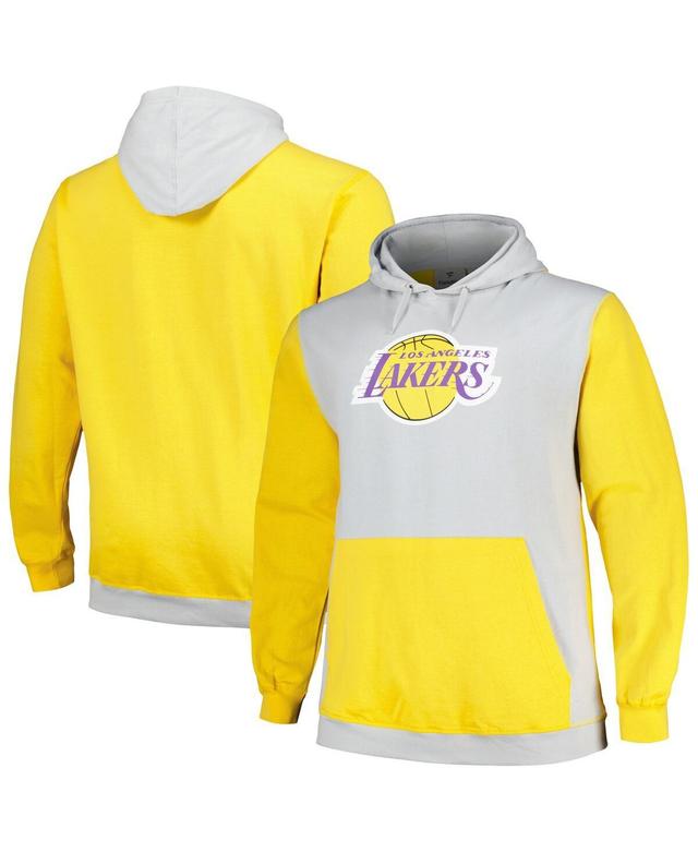 Mens Fanatics Gold, Silver Los Angeles Lakers Big and Tall Primary Arctic Pullover Hoodie - Silver Product Image