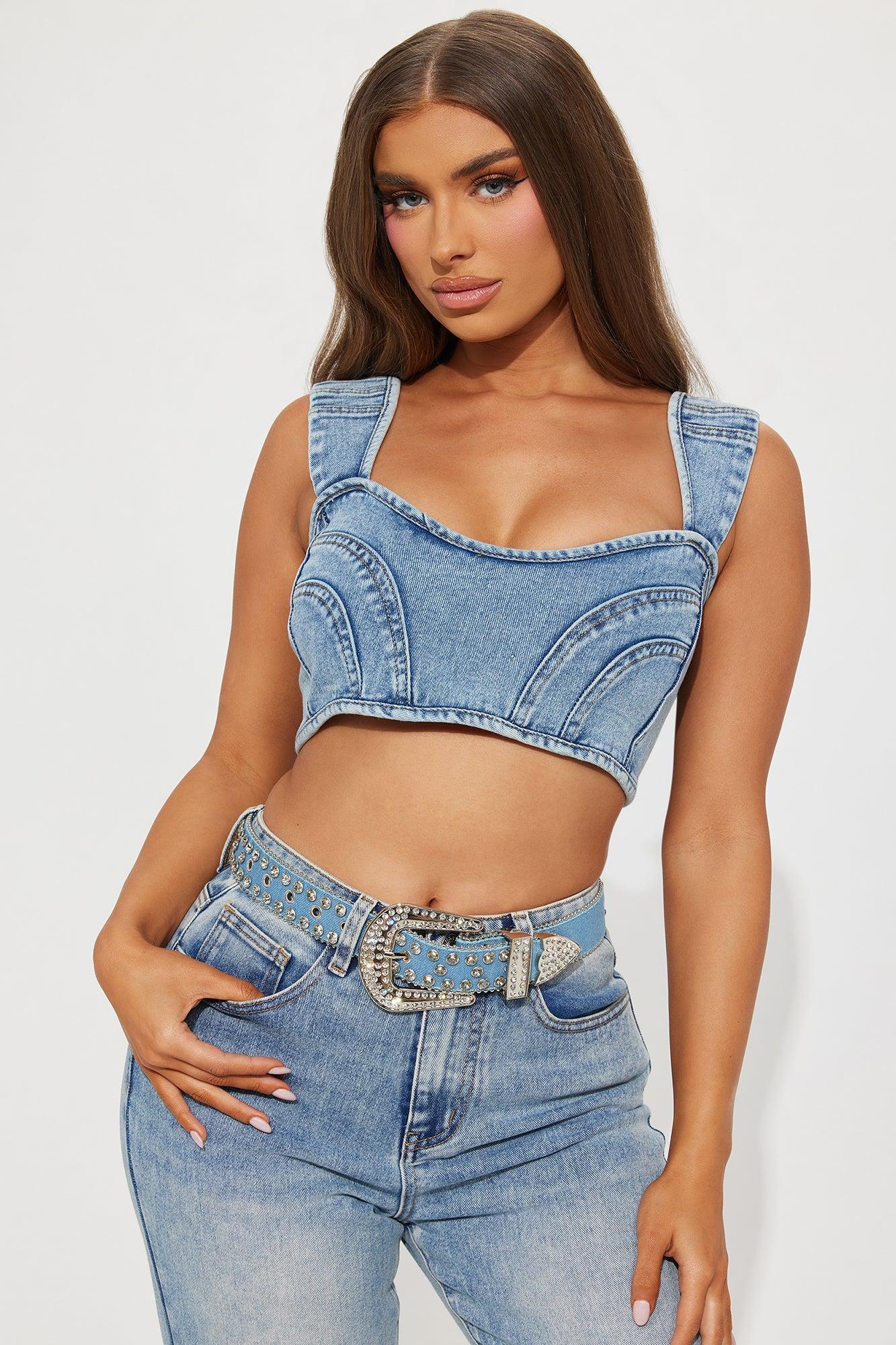 Cowgirl With A Spark Belt - Denim Product Image