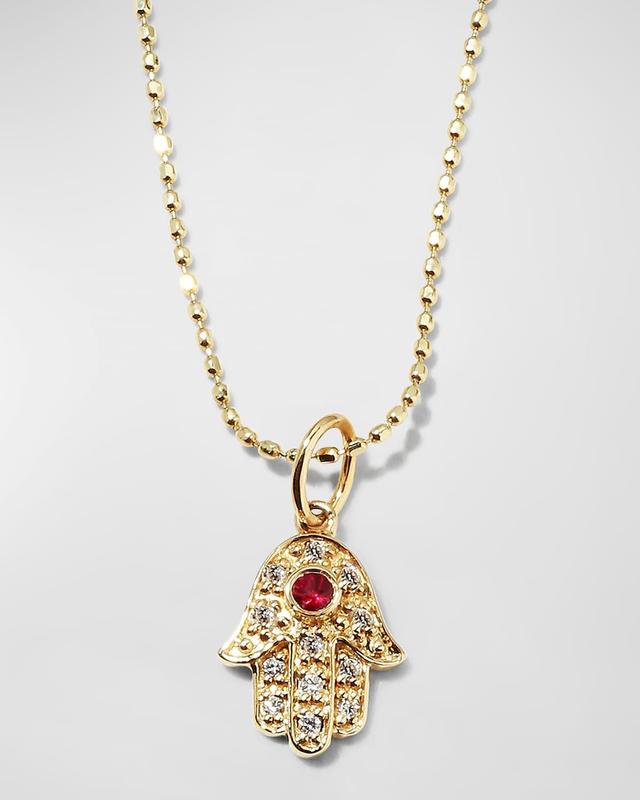 Diamond, Ruby & 14K Yellow Gold Hamsa Pendant Product Image