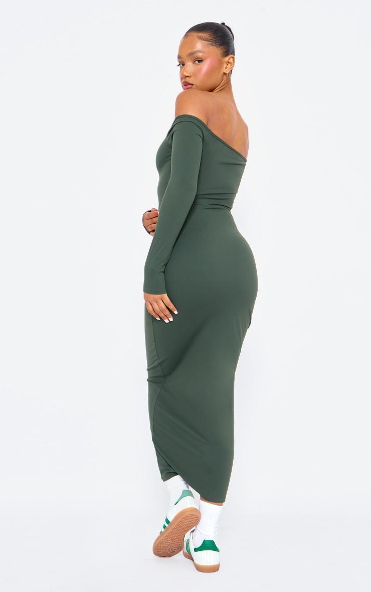 Dark Green Snatched Sculpt Bardot Midaxi Dress Product Image