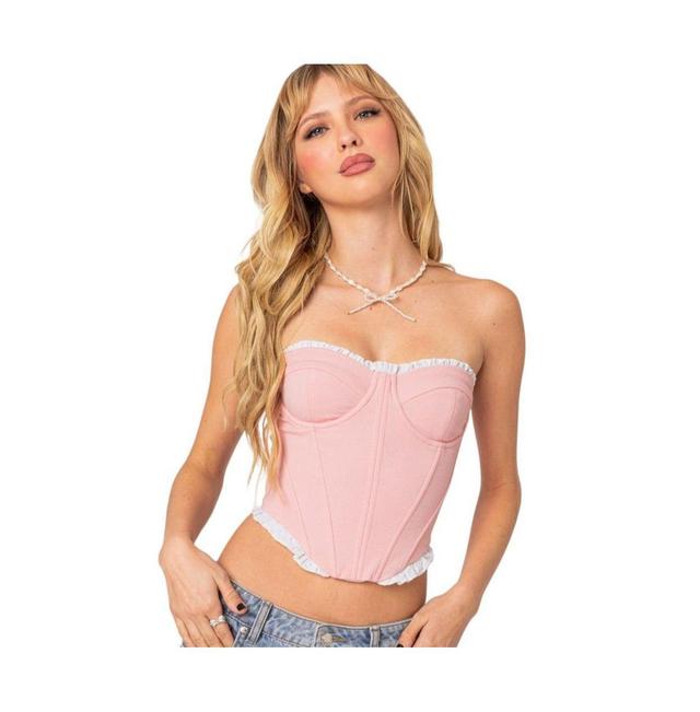 Womens Tempting textured ruffle hem corset top Product Image