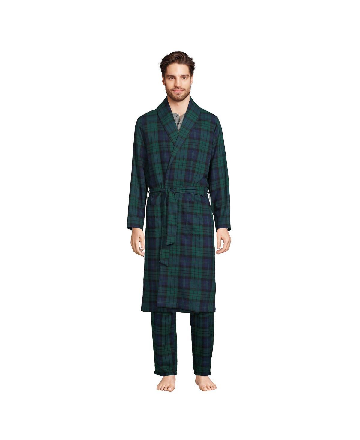 Mens Lands End Flannel Robe Deep Blue Product Image