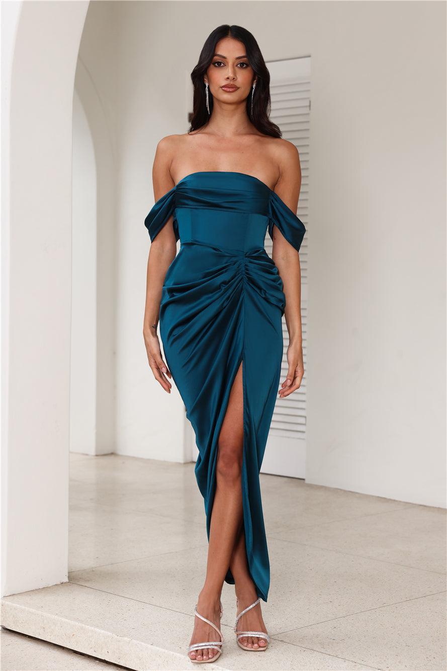 DEAR EMILIA Be Seen Midi Dress Teal Product Image