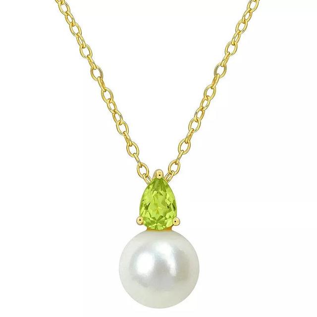 Stella Grace 18k Gold Over Silver Peridot & Freshwater Cultured Pearl Drop Pendant Necklace, Womens Gold Tone Product Image