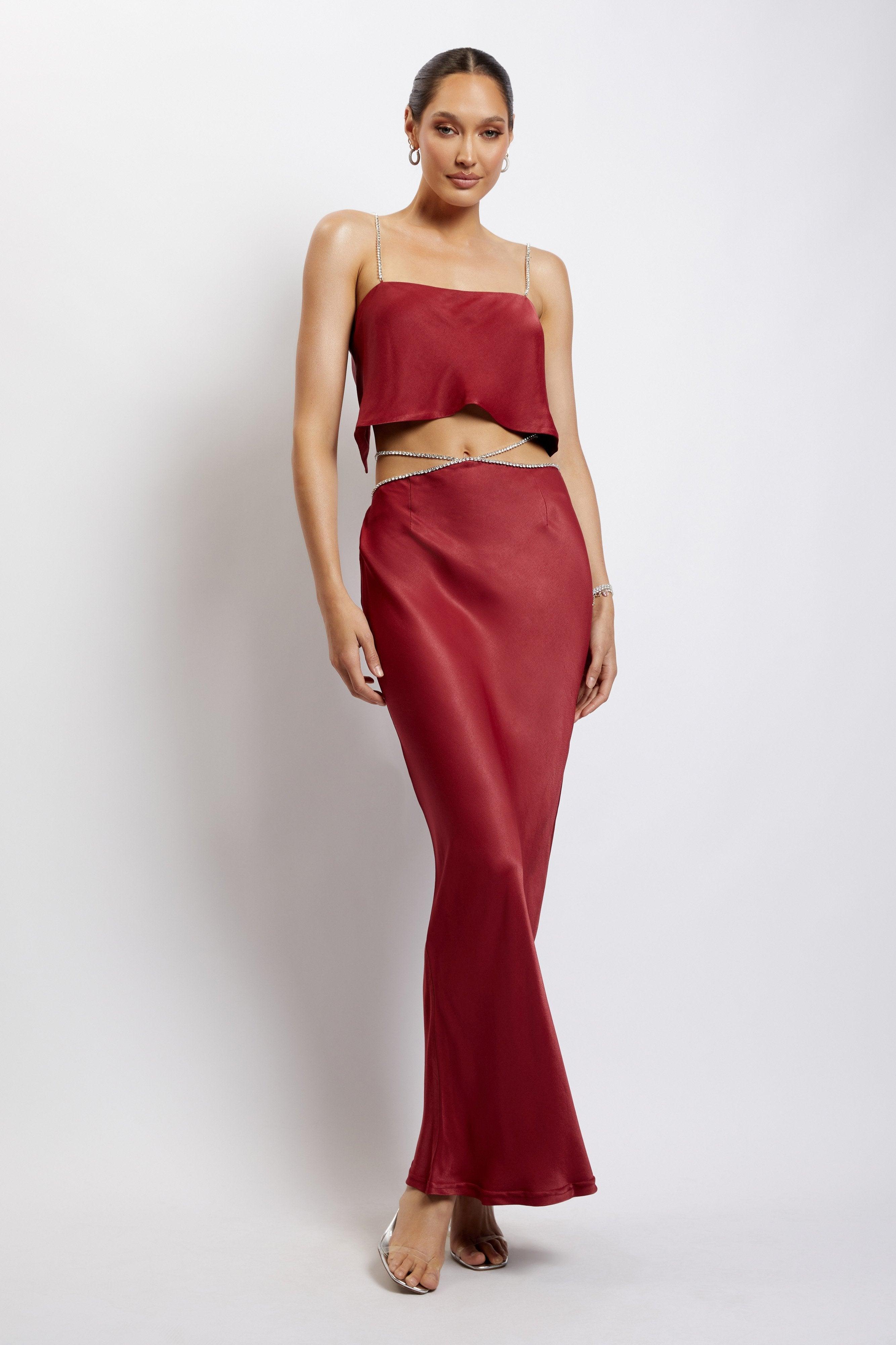 Dayana Diamante Maxi Skirt - Wine Product Image