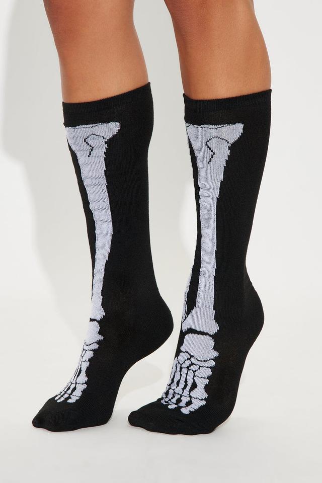 Skeleton Glow In The Dark Socks - Black Product Image