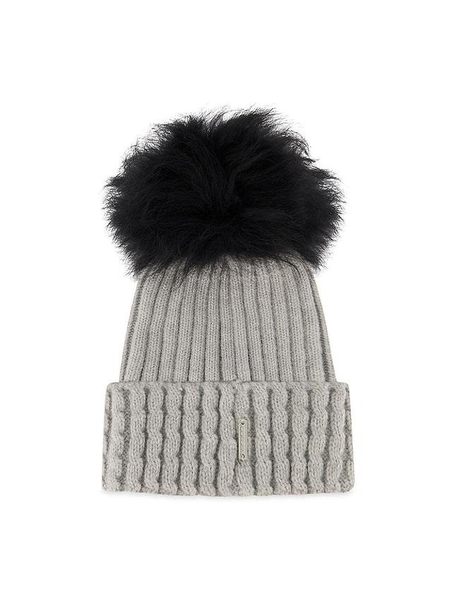 Womens Knit Hat With Toscana Lamb Pompom Product Image