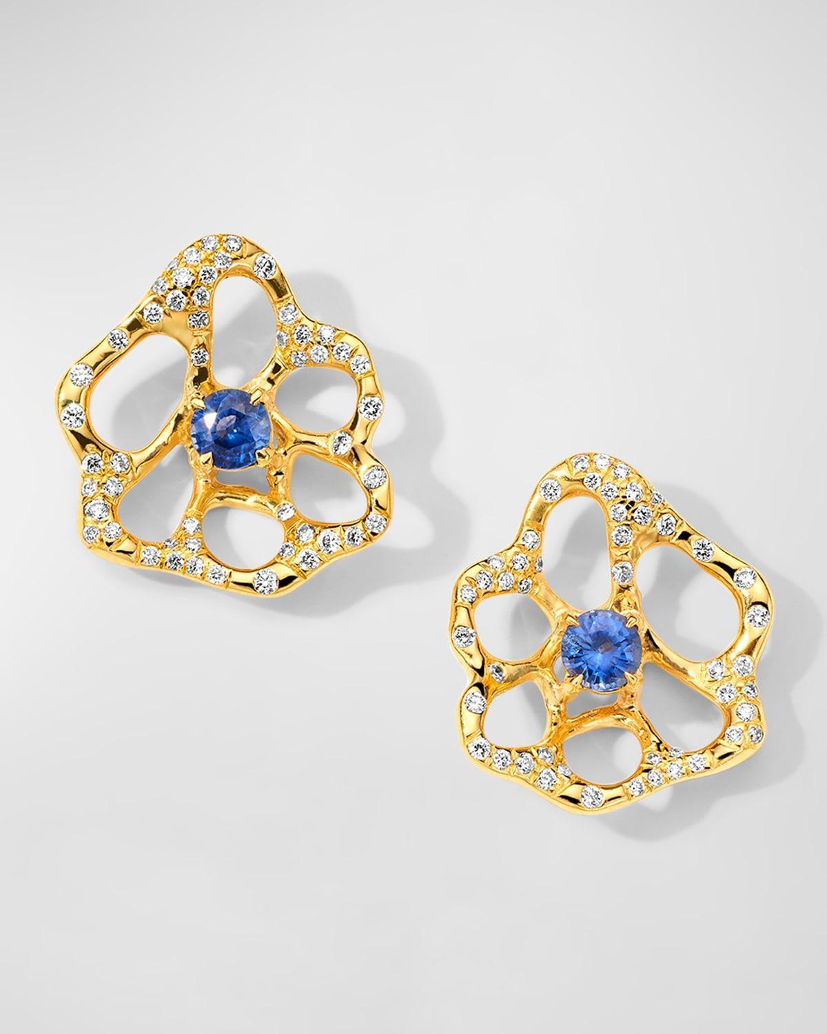 Womens Stardust 18K Yellow Gold, Blue Sapphire & 0.3 TCW Diamond Stud Earrings Product Image