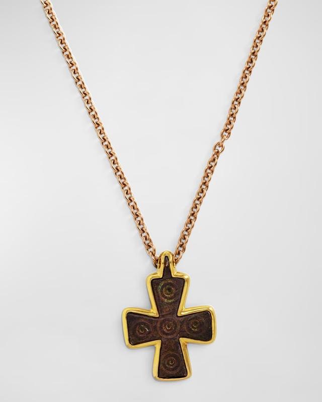 Men's 18K Yellow Gold Byzantine Cross Pendant Product Image