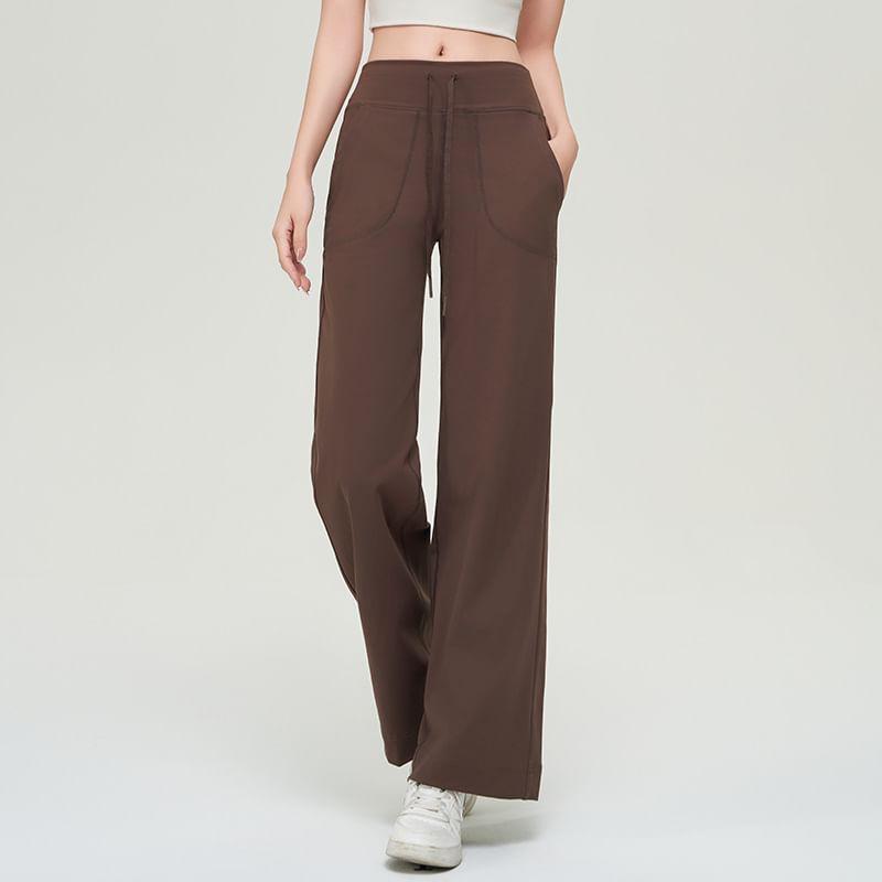 High Waist Plain Wide Leg Sweatpants Product Image