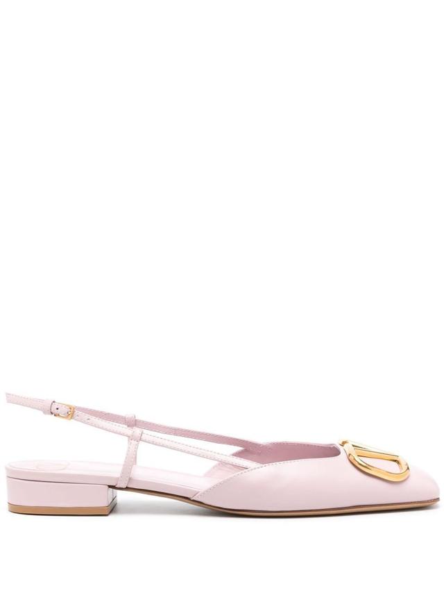 VALENTINO GARAVANI Val Vlogo 20 Sling Back Mid Heel Pump Leather In Pink Product Image