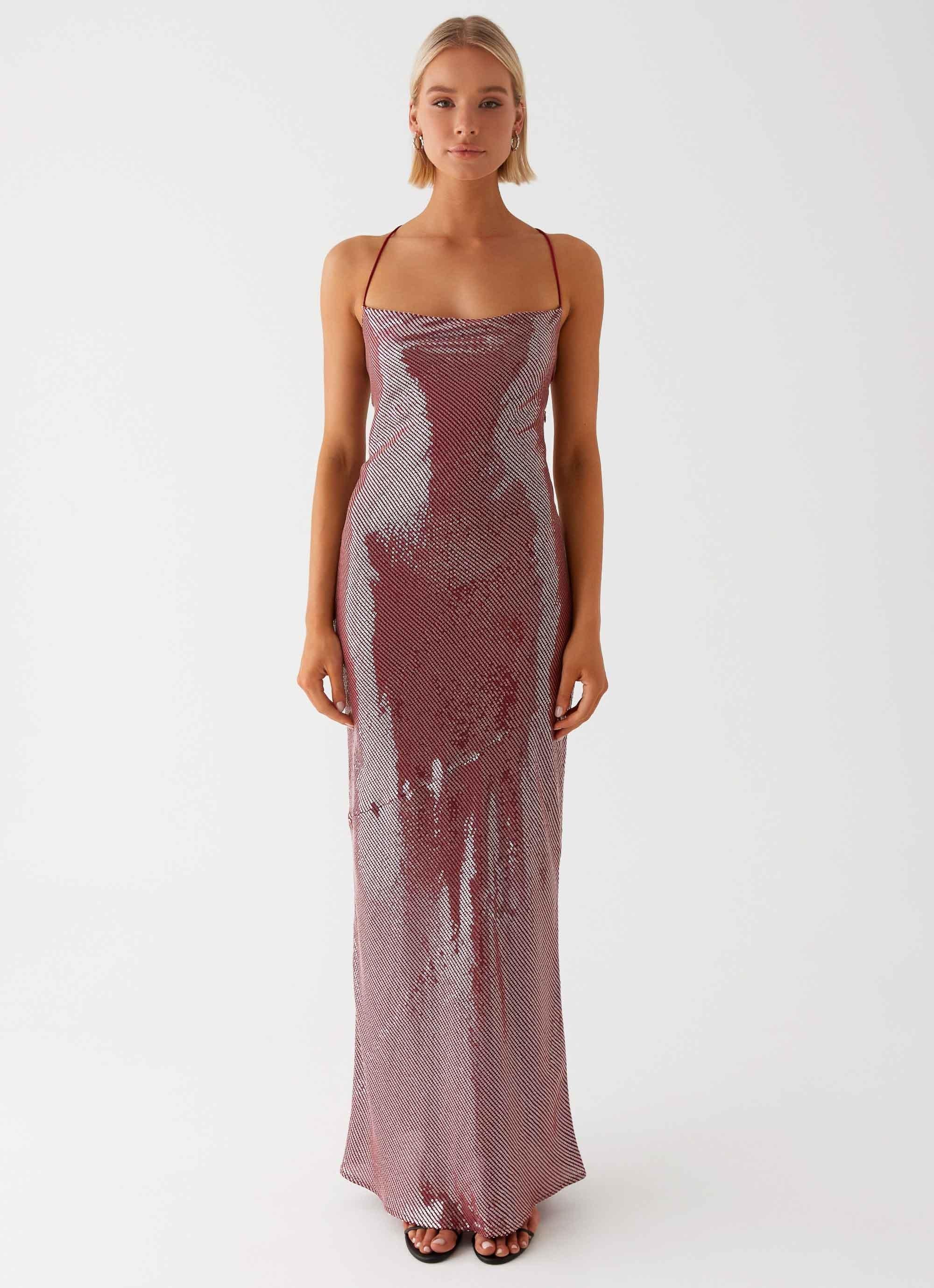 Jada Sequin Maxi Dress - Red Product Image