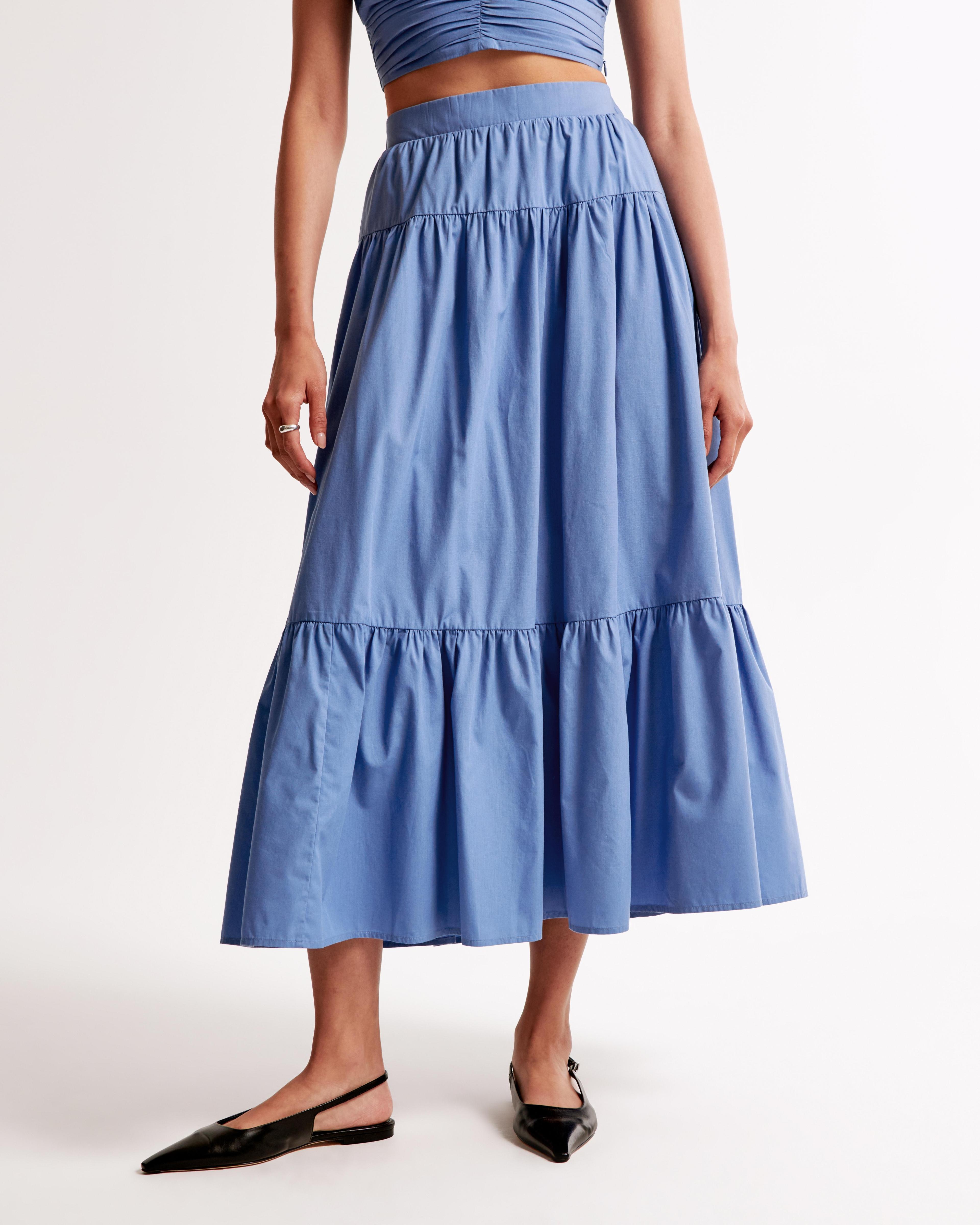 Poplin Tiered Maxi Skirt Product Image