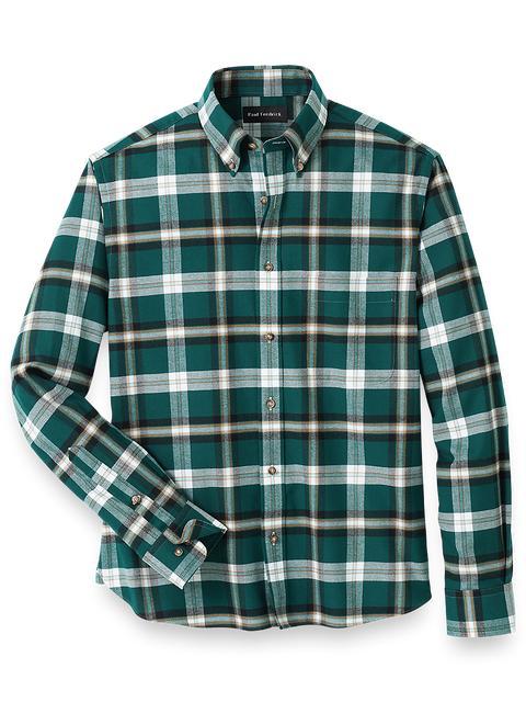 Brushed Twill Plaid Casual Shirt - Green Product Image