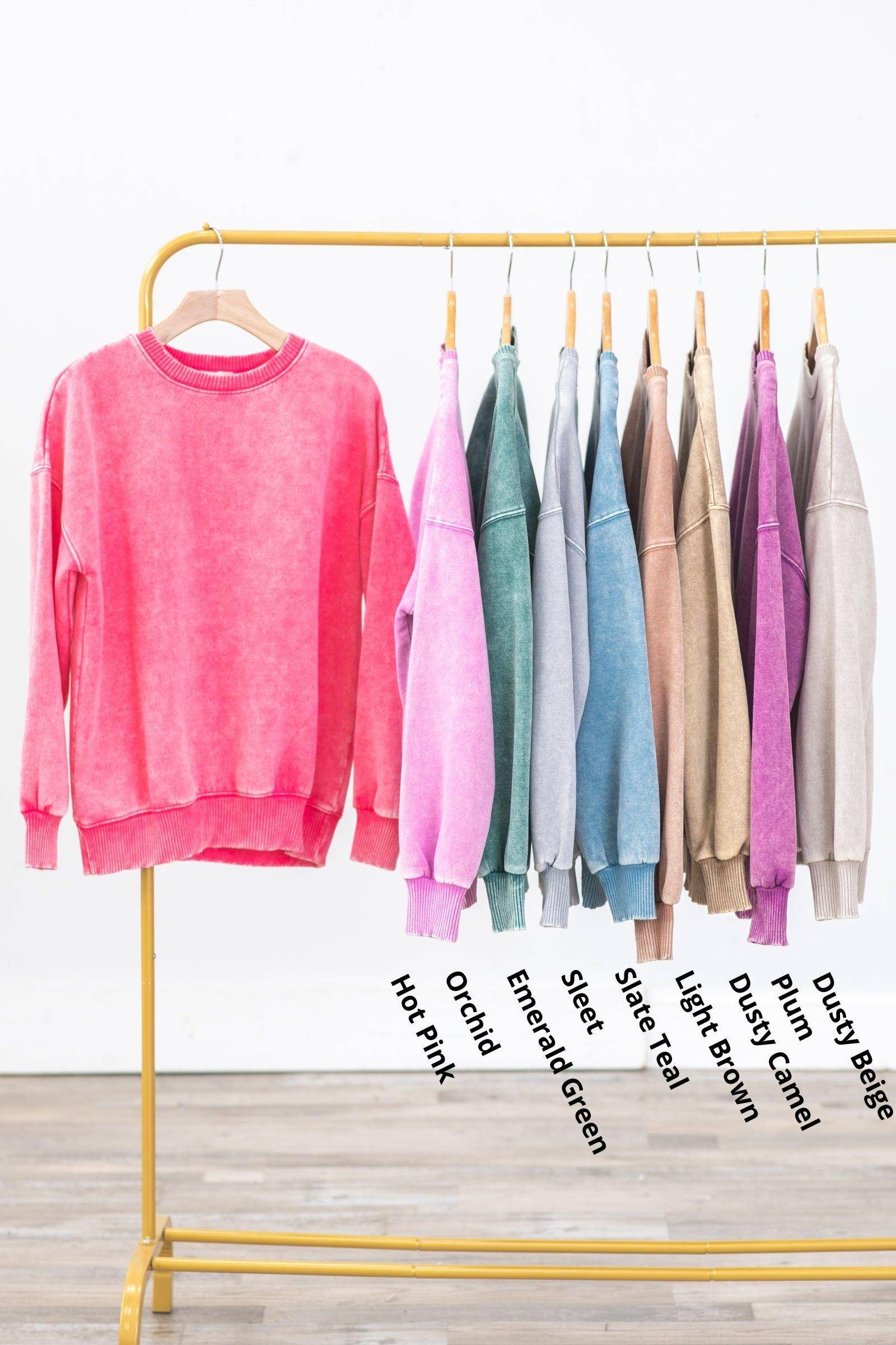 Washed Drop Shoulder Fleece Sweatshirt Product Image