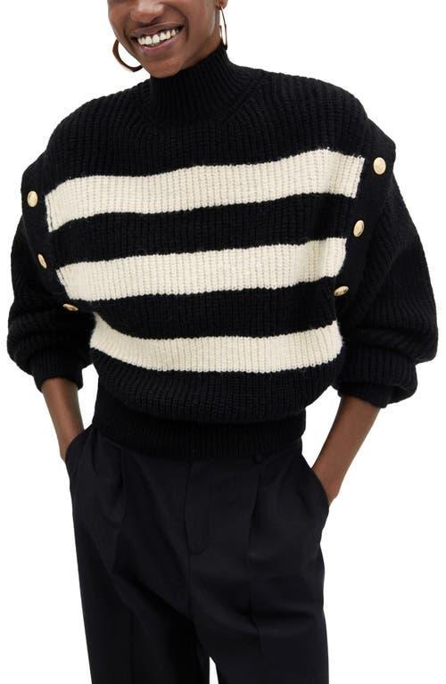 MANGO Button & Stripe Sweater Product Image