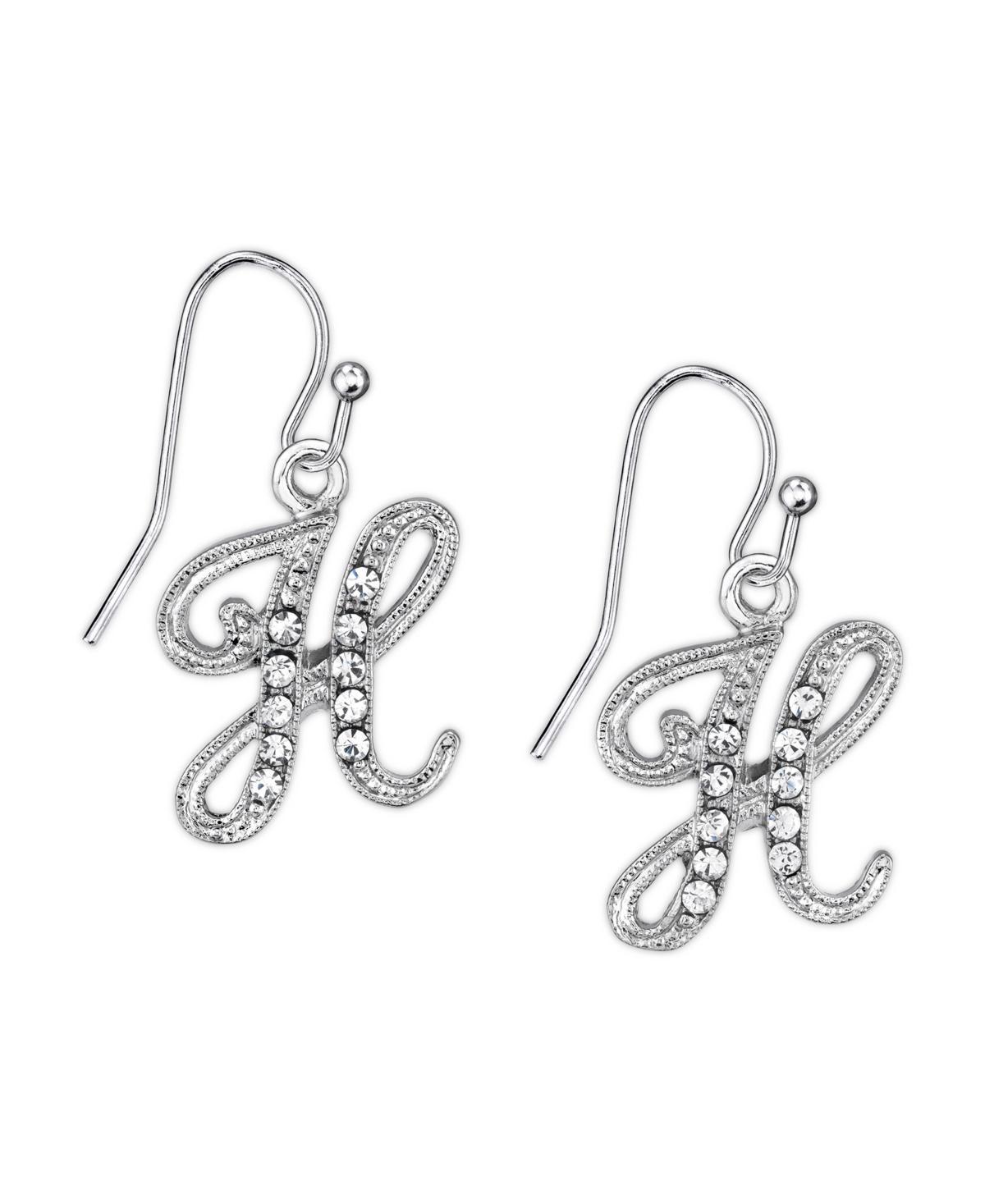 2028 Silver Tone Crystal Initial Wire Earring Product Image