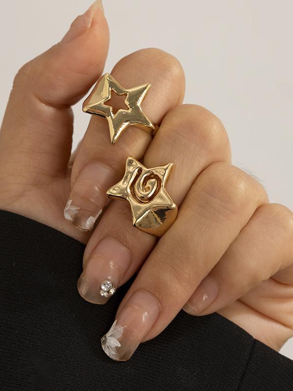 Normcore Adjustable Hollow Star Shape Rings Accessories Product Image