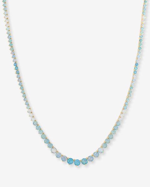 Not Your Basic Graduated Ombré Tennis Necklace 18" - Gold|Blue Opal Ombré Product Image