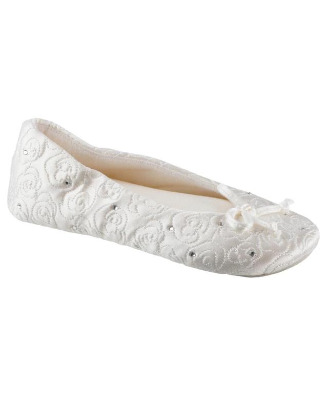 Isotoner Womens Satin with Rhinestones Ballerina Slipper, Online Only Product Image