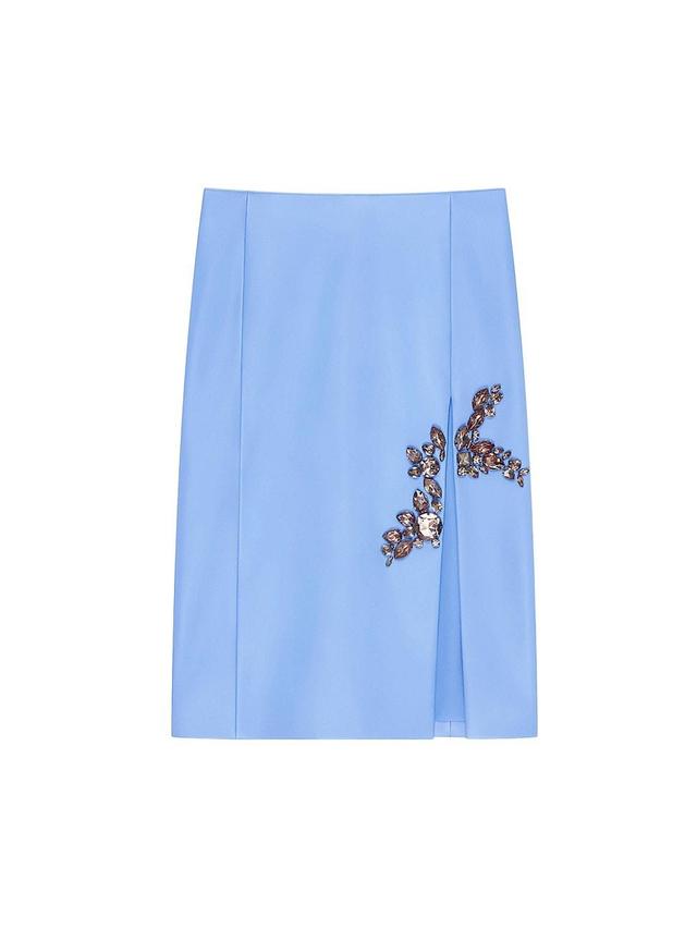 Womens Skirt In Leather With Embroidered Stones Product Image