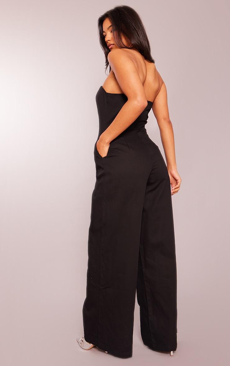 Black Woven Bandeau Wide Leg Jumpsuit Product Image