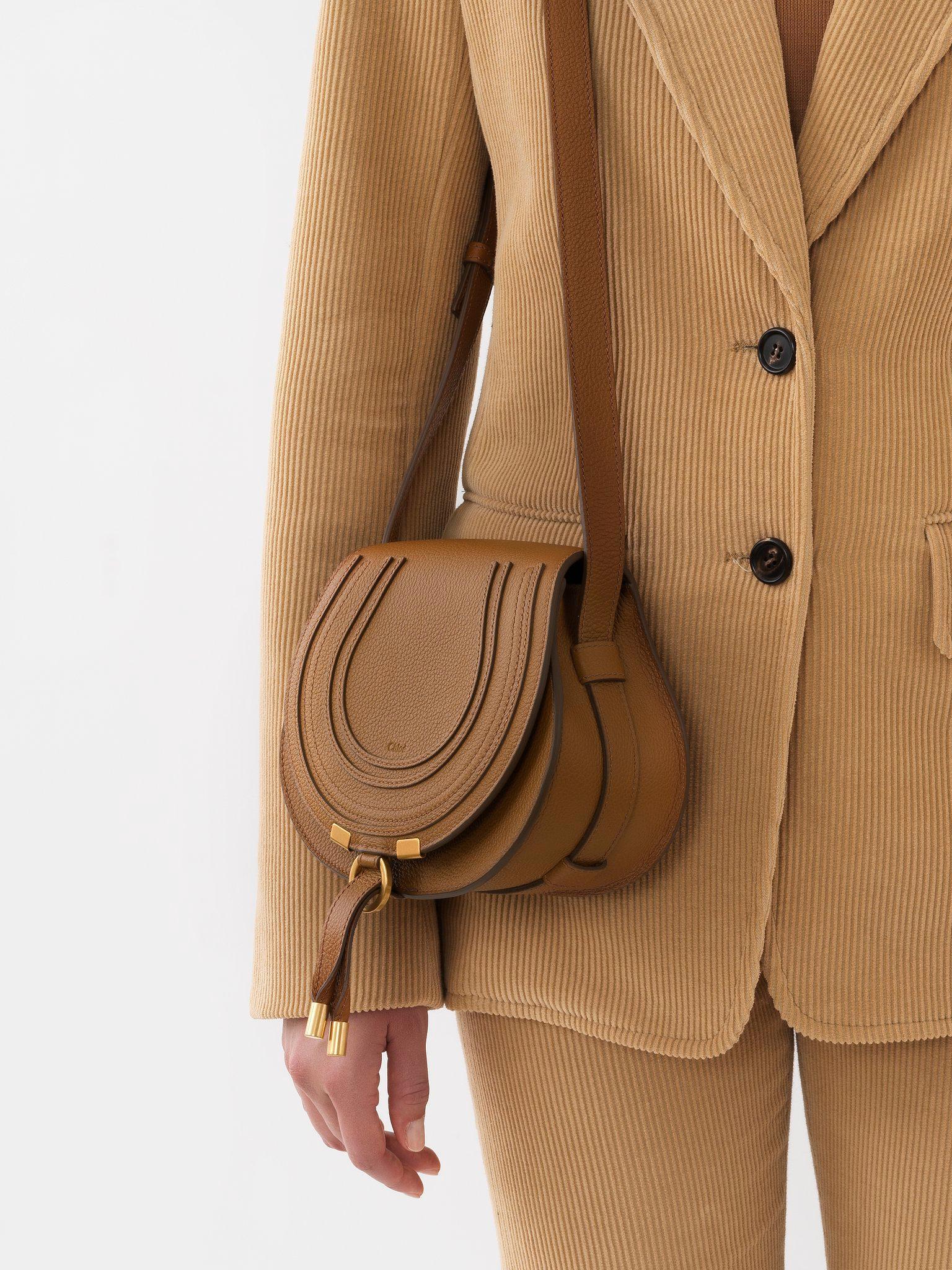 Small Marcie saddle bag in grained leather Product Image