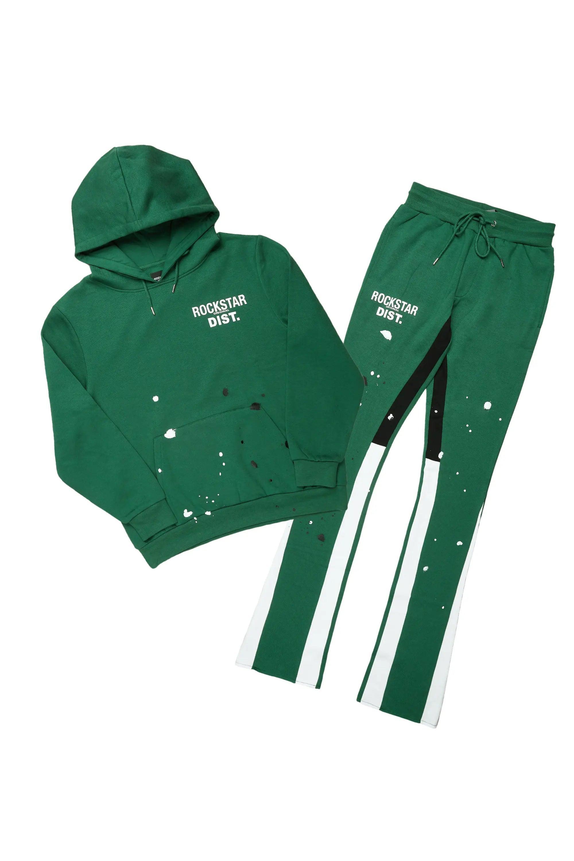 Jaco Green Hoodie Stacked Flare Pant Track Set Male Product Image