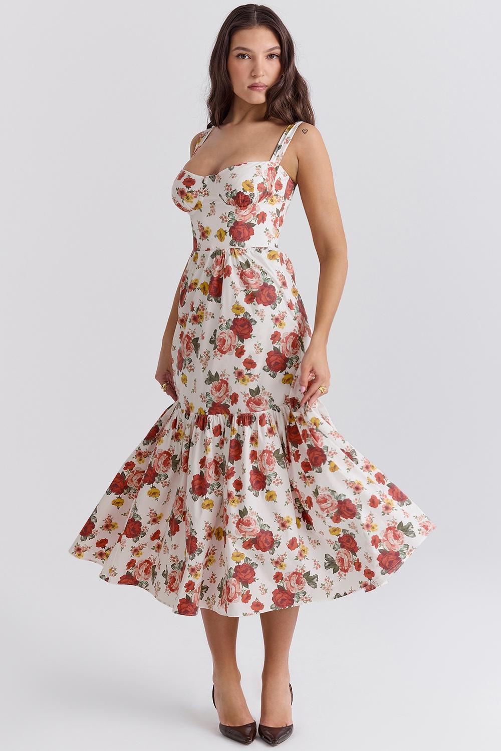 Elia Italian Rose Print Cotton Midi Sundress Product Image