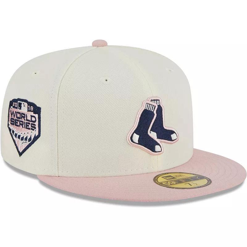 Mens New Era White/Pink Boston Red Sox Chrome Rogue 59FIFTY Fitted Hat Product Image