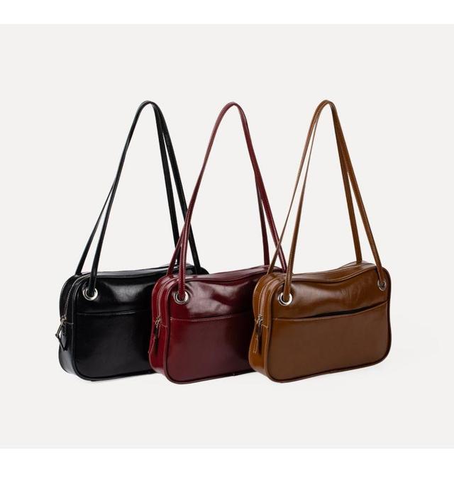 Plain Faux Leather Tote Bag Product Image