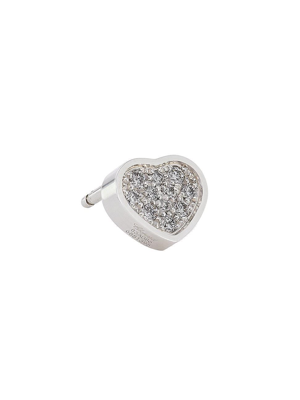 Womens My Happy Hearts 18K White Gold & Diamond Single Stud Earring Product Image