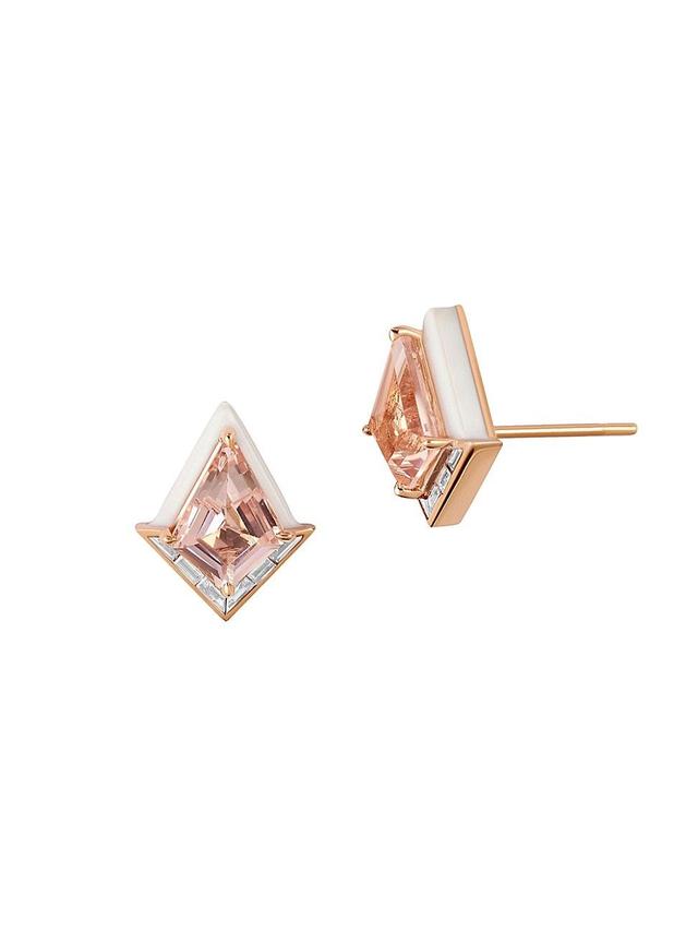 Womens Twinkle 18K Rose Gold & Multi-Stone Stud Earrings Product Image