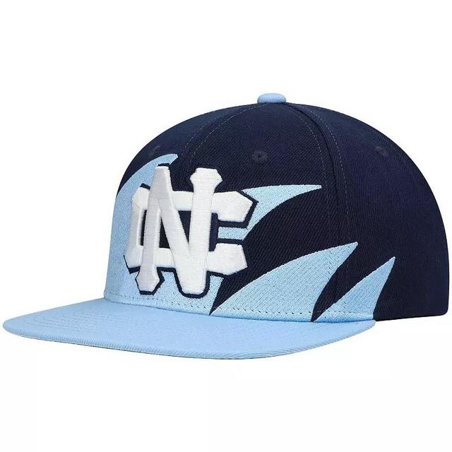 Mens Mitchell & Ness Carolina Blue/Navy North Carolina Tar Heels Sharktooth Snapback Hat Product Image