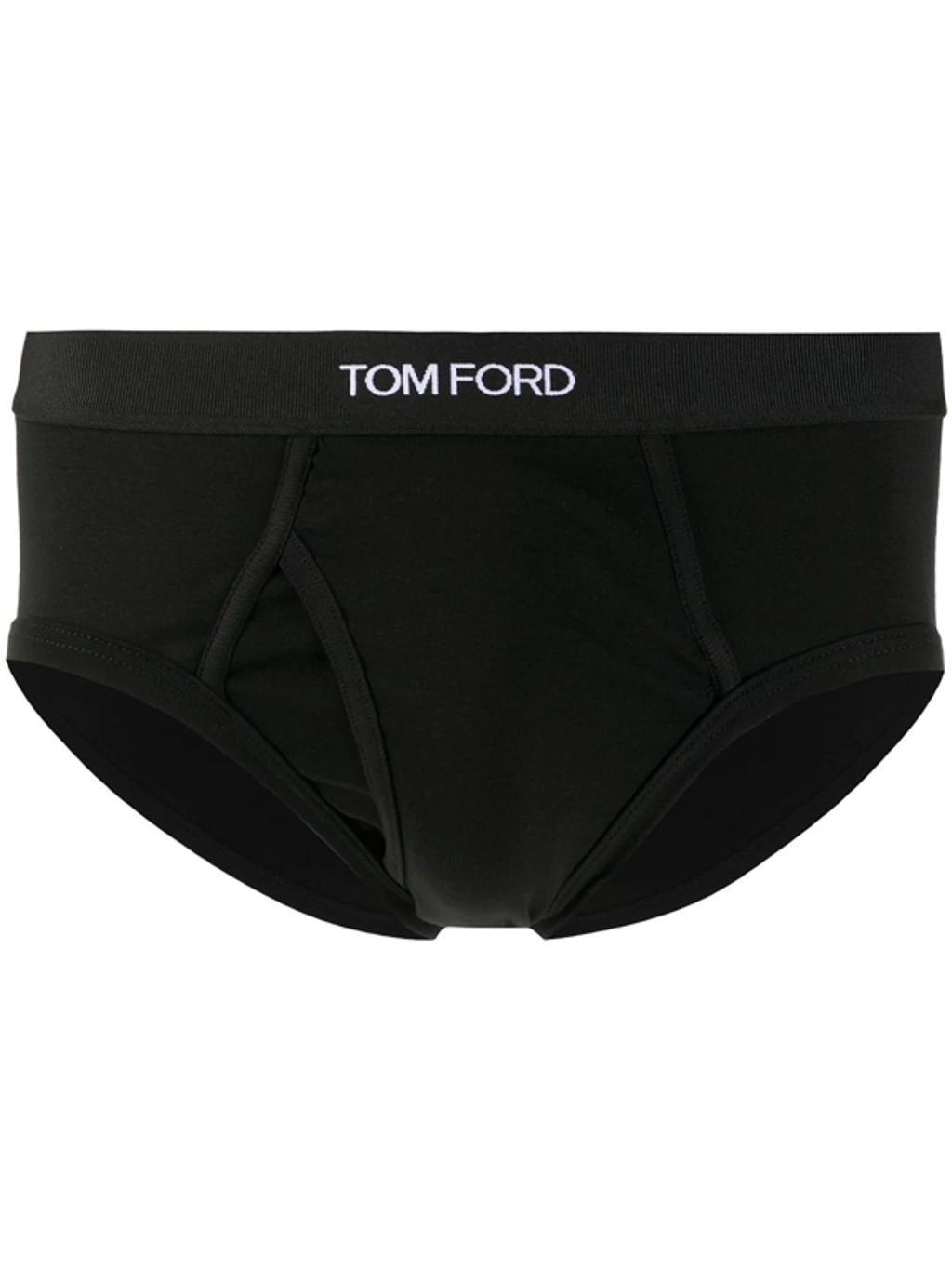 TOM FORD Black Logo Waistband Briefs Product Image