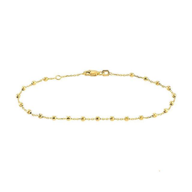 14k Gold Beaded Adjustable Station Bracelet, Womens Product Image