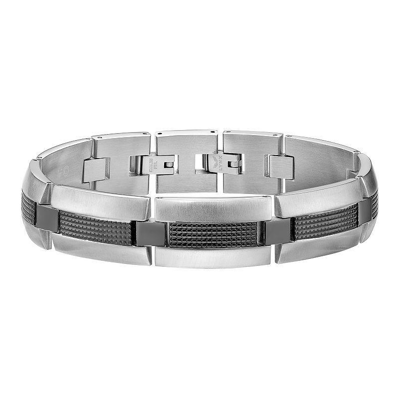 Mens LYNX Black Ion-Plated Stainless Steel Bracelet Two Tone Product Image