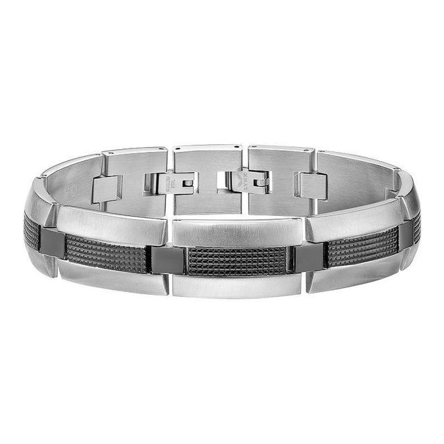 Mens LYNX Black Ion-Plated Stainless Steel Bracelet Two Tone Product Image