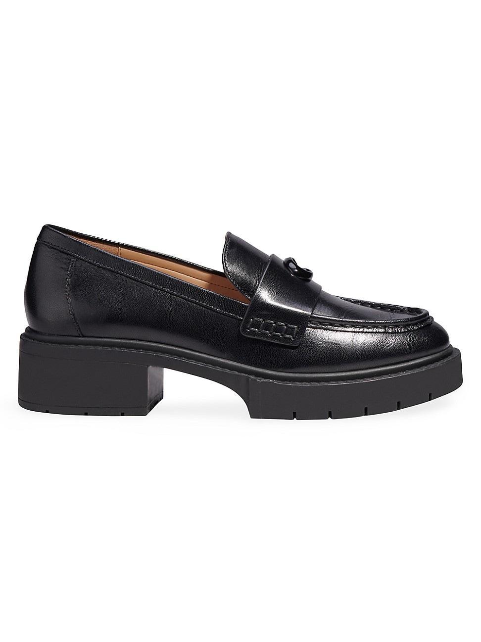 Womens Leah Leather Lug-Sole Loafers Product Image