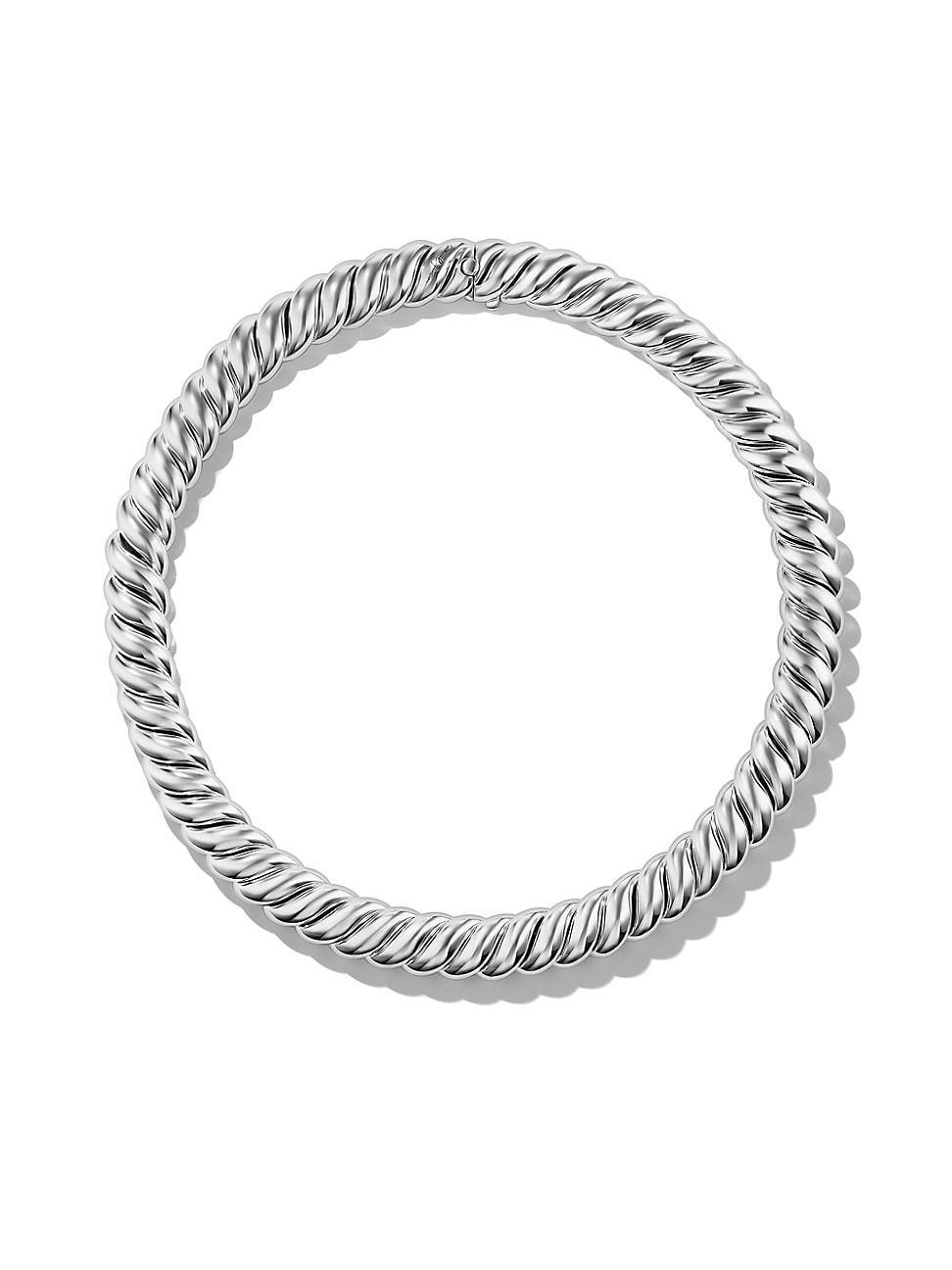 Womens Sculpted Cable Necklace in Sterling Silver, 14MM Product Image