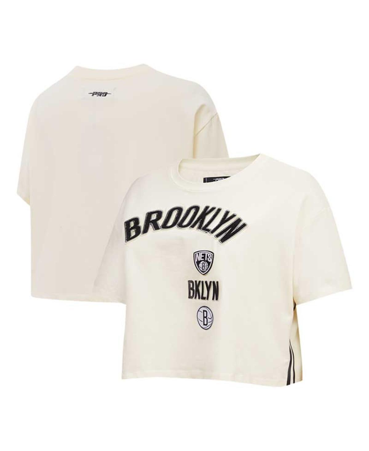 Womens Pro Standard Cream Brooklyn Nets Retro Classic Cropped Boxy T-shirt Product Image