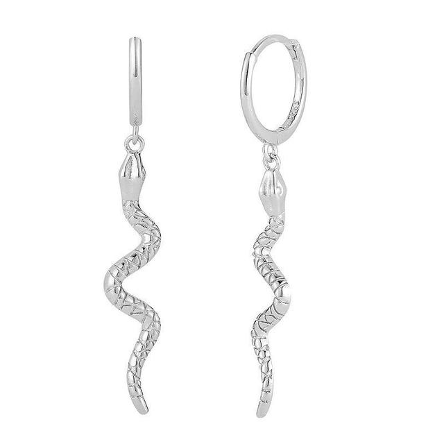 Sunkissed Sterling Snake Hoop Drop Earrings, Womens, Silver Tone Product Image