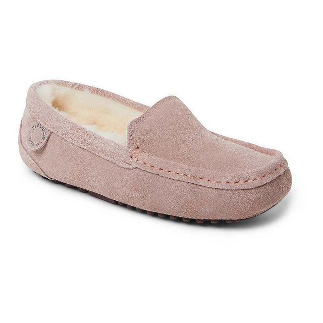 Fireside By Dearfoams Mel Wool-Lined Womens Moccasin Slippers Brown Product Image