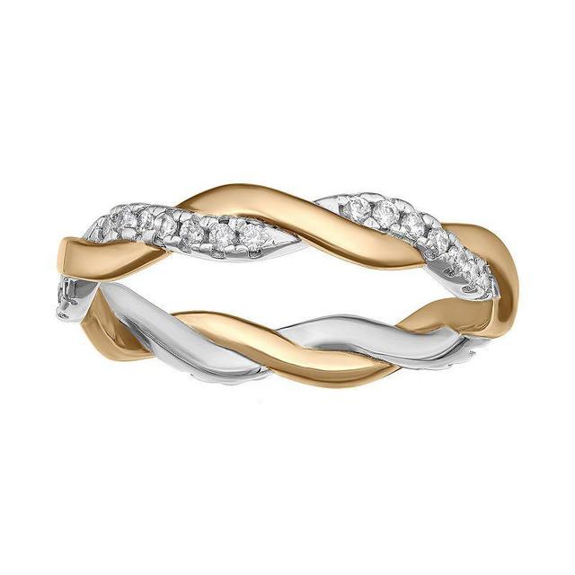 PRIMROSE Sterling Silver Cubic Zirconia Twist Ring, Womens Two Tone Gold Sterling Product Image