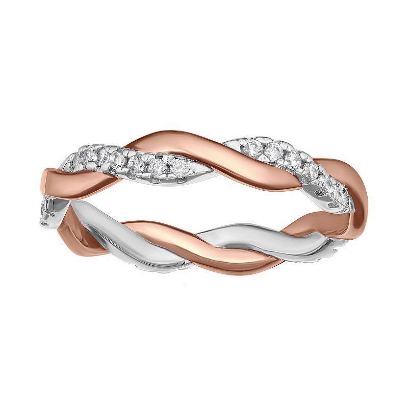 PRIMROSE Sterling Silver Cubic Zirconia Braided Band Ring, Womens Pink Product Image